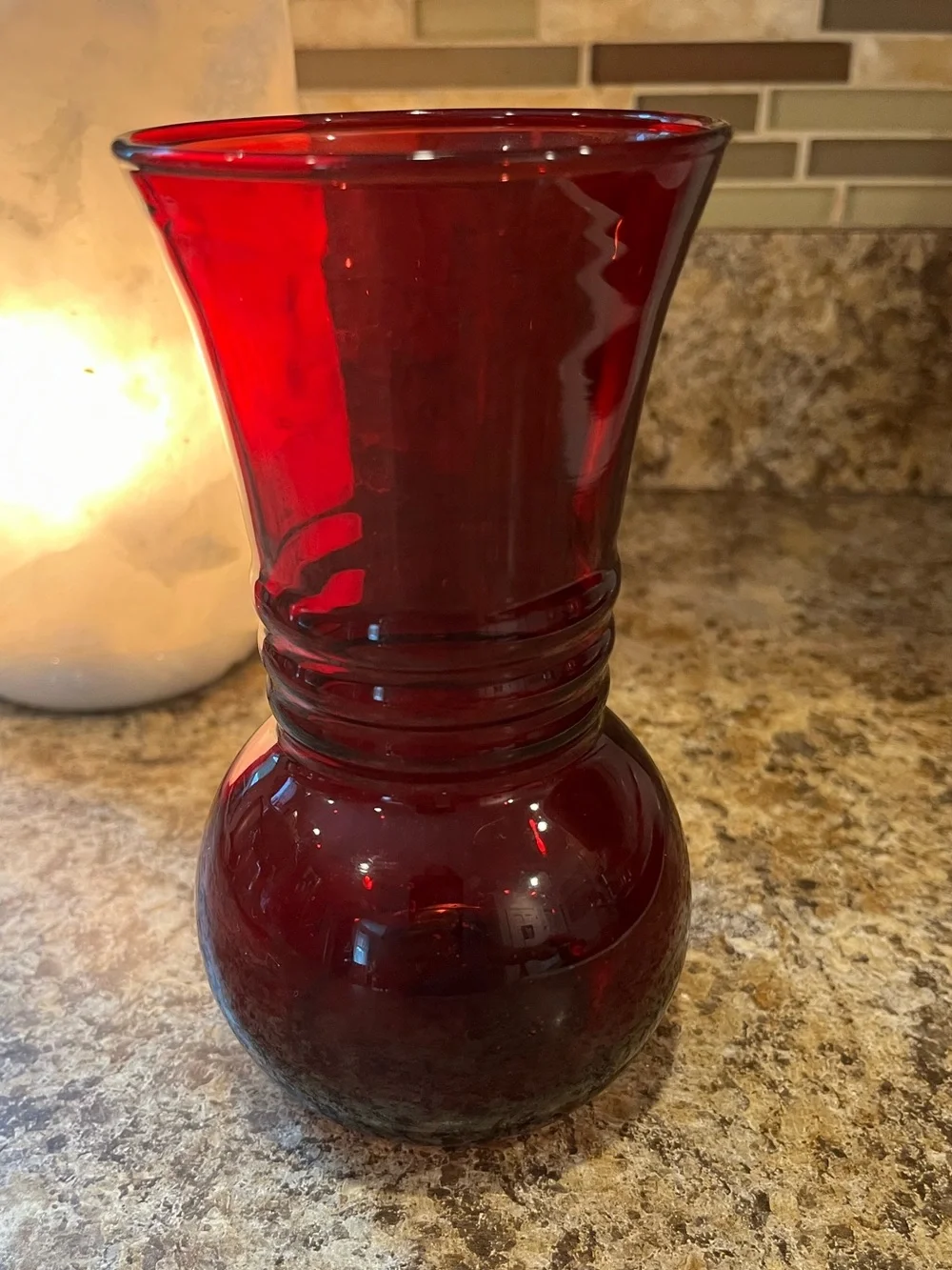 Vintage Anchor Hocking Ruby Red Glass Vase